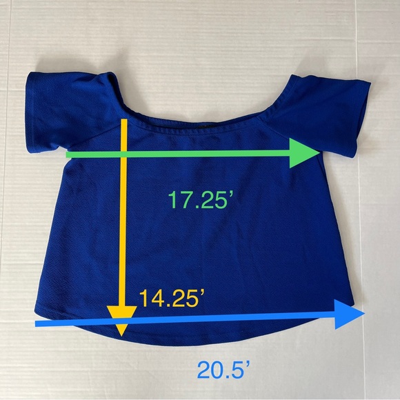 🎉6/$26🎉 RUE 21 Blue Off-the-Shoulder Crop Top - Picture 2 of 2